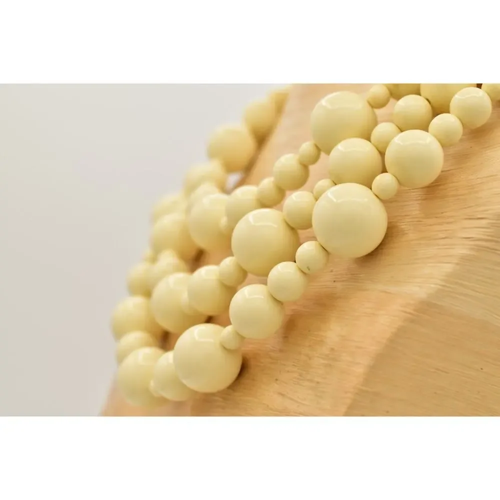 Monet Vintage Beaded Necklace Off White Round Layered Chunky Signed 1970s BinA17